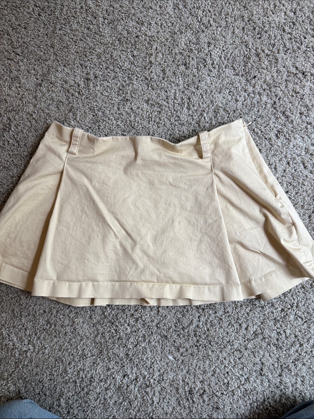 Cream/butter yellow Pleated Mini Skirt with Hidden Zip